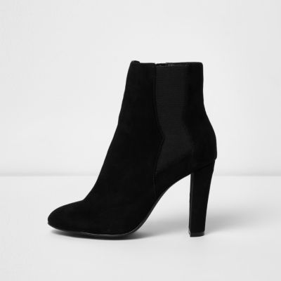 Black slim heel ankle boots